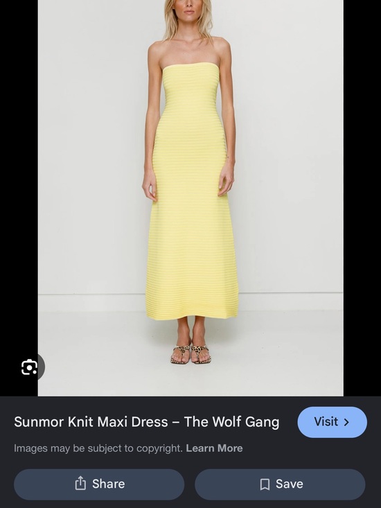 The Wolf Gang Dresses & Skirts - The Wolf Gang Strapless Ribbed Maxi Dress in Soft Yellow